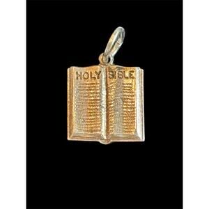 Vtg Sterling Silver Holy Bible Christian Charm 925 Confirmation Communion